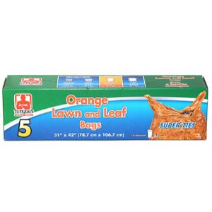 Tuff Guy - Lawn/Leaf Bags 31' x 42' Super Ties - Orange - 5PK