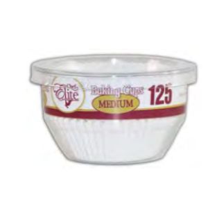 Chef Elite - Baking Cups Medium White - 125PACK