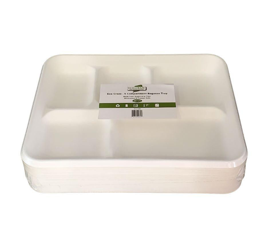 CLR - Eco-Craze - 5 Compartment Bagasse Tray (Thali) - Retail Pack