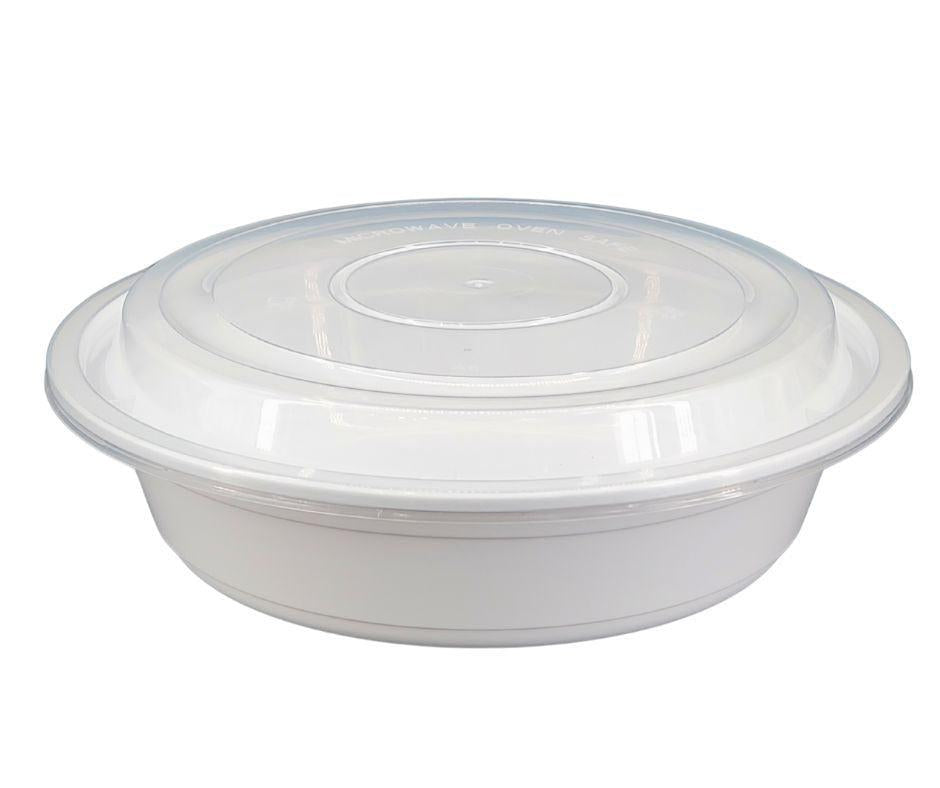 Value+ - 7" Round Plastic Container - White - 923W