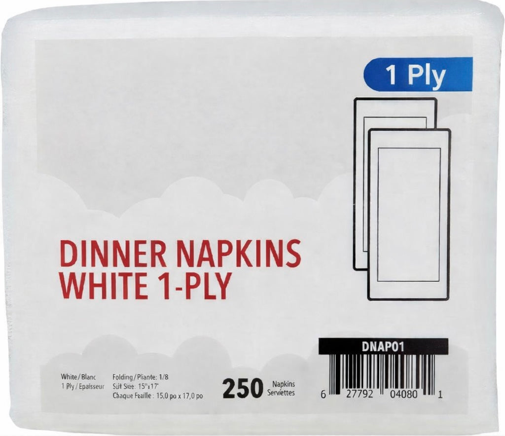 Mayfair - Serviettes de table 1 pli, pliées en 8 - Blanches - DNAP01