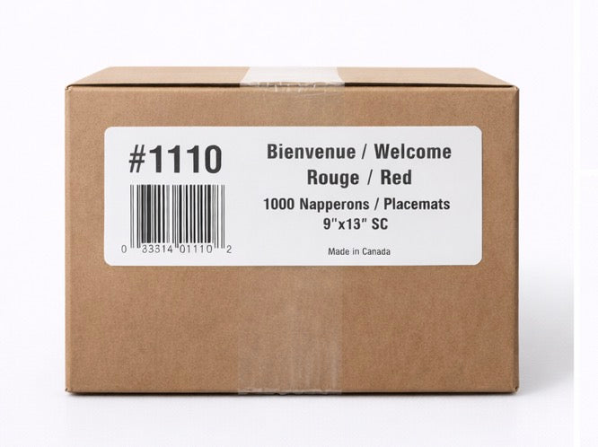 9"x13" SC - Bienvenue / Welcome - Rouge Red - 1000 pcs