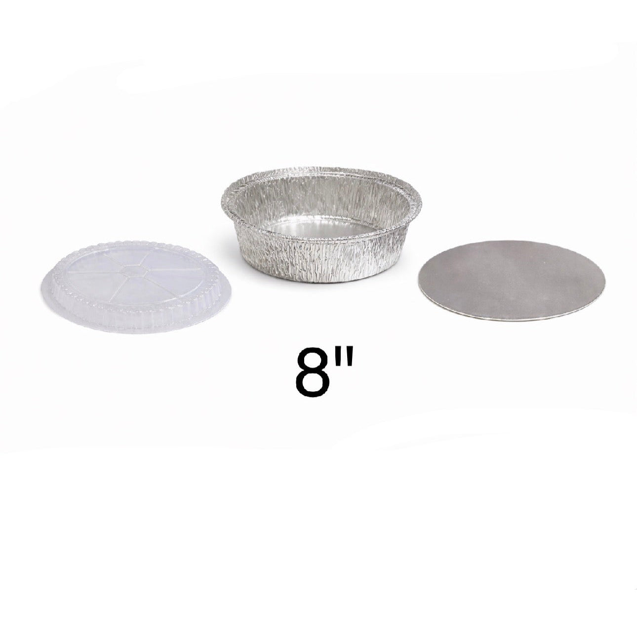 8" Round - Aluminium Foil Container - Dome Lid OR Paper Lid - 500ct