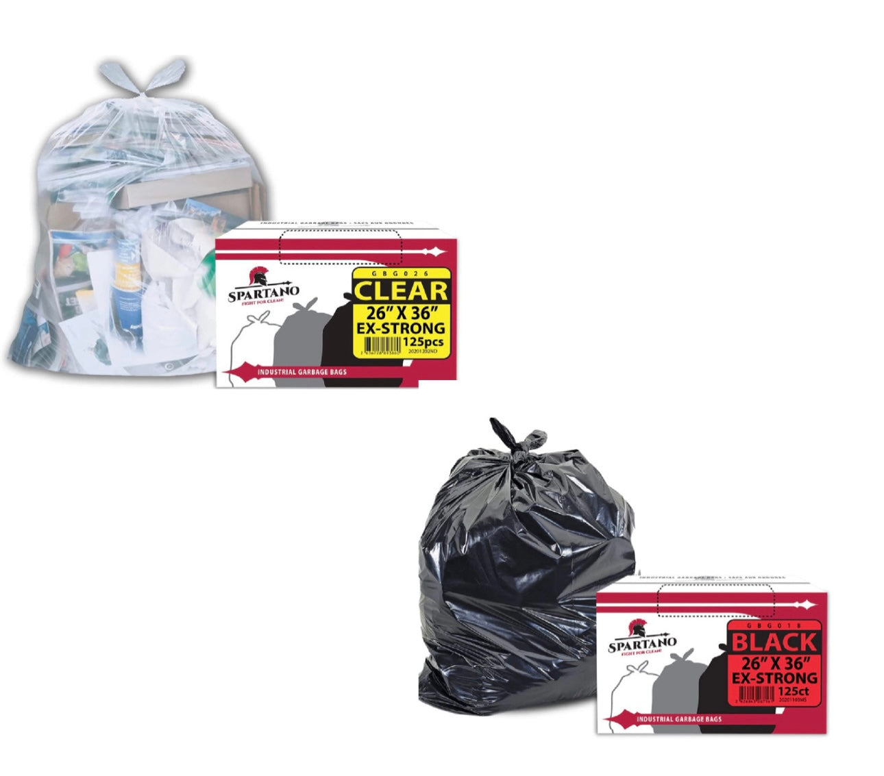 Spartano - Garbage Bags - Ex-Strong - Clear / Black - 26"x36"- 125pcs