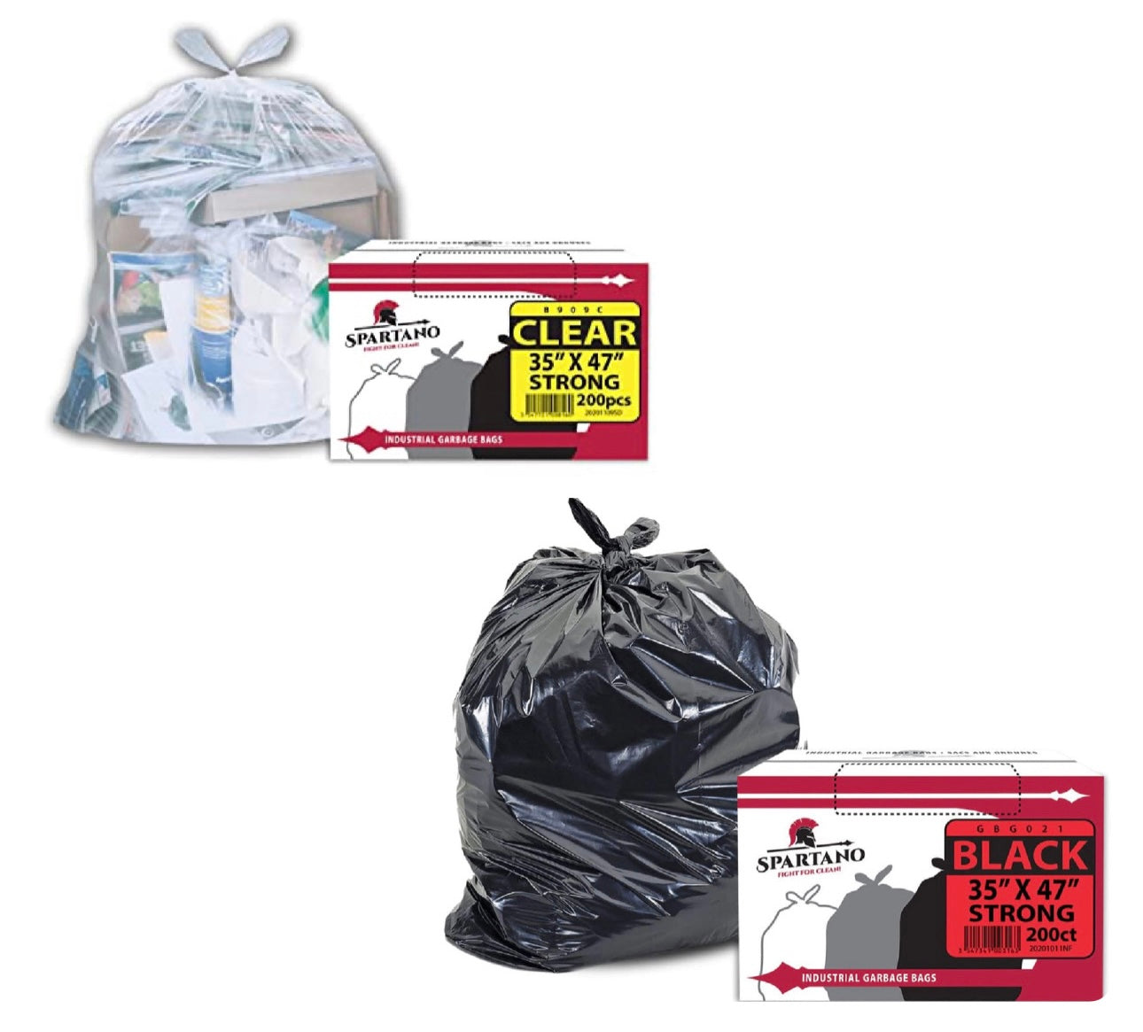 Spartano - Garbage Bags - Strong - Black / Clear - 35"x47"- 200pcs