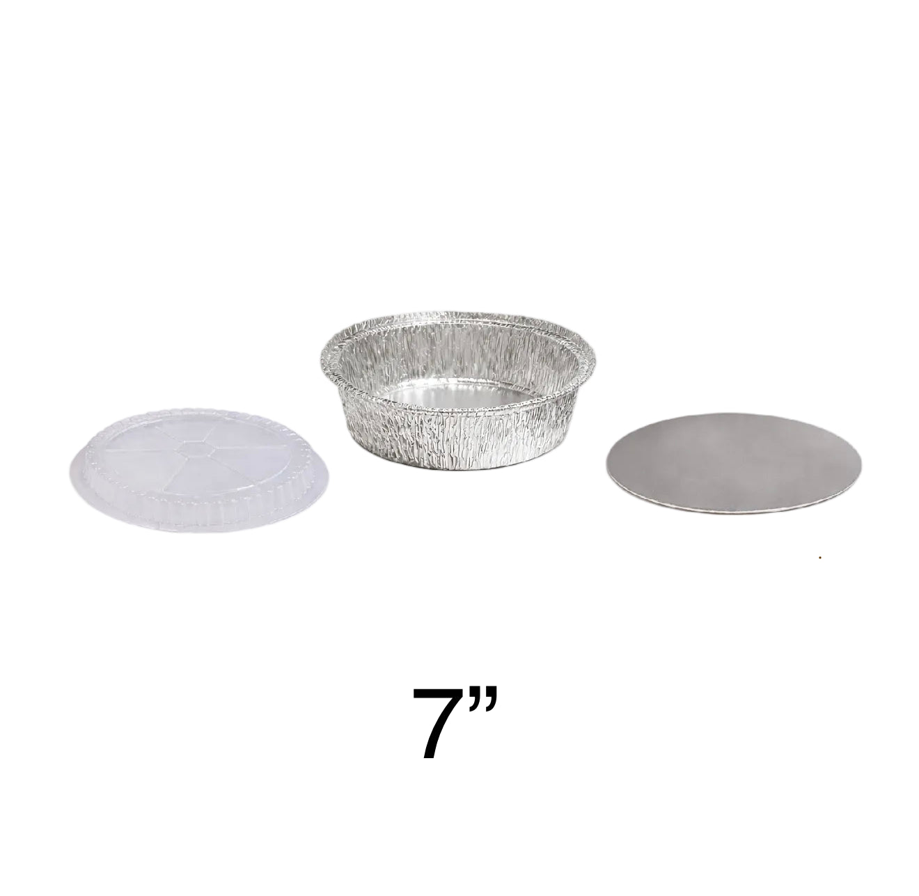 7" Round Aluminum Container | Dome Lid OR Paper Lid - 500ct