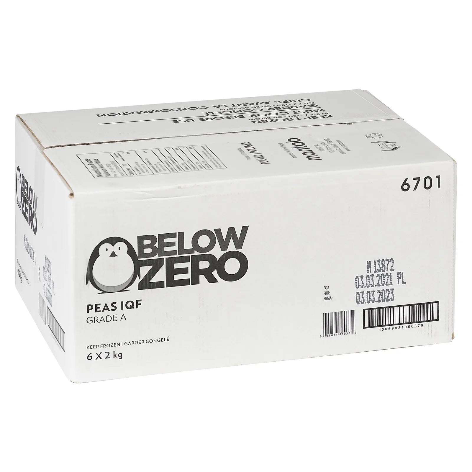 Below zero green peas 6x2kg