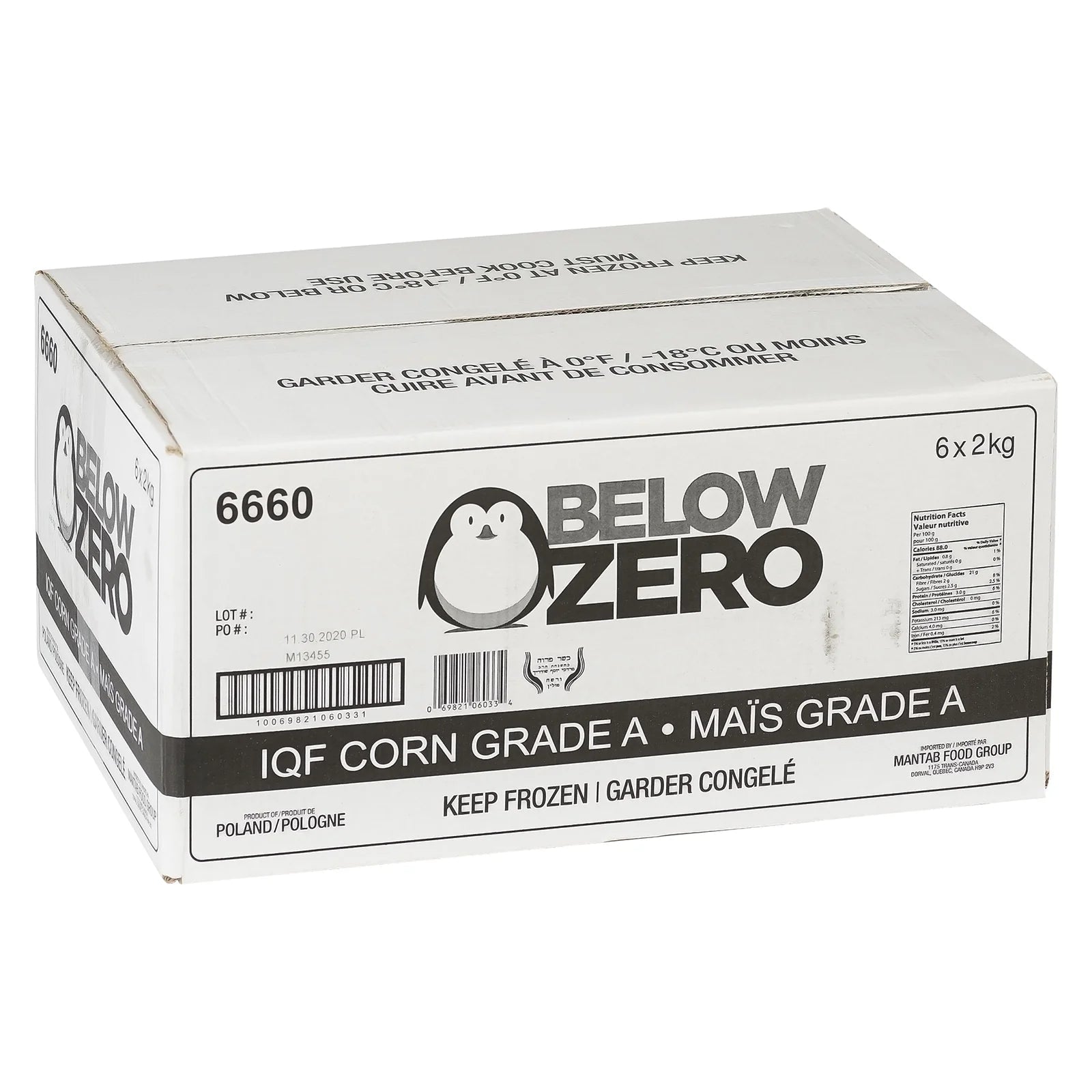 Below Zero yellow corn 6 x 2kg