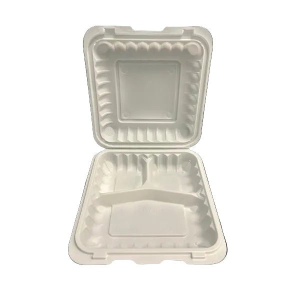 MI-MA |  MFPP Clamshell Container 9x9x2.6" 3 Compt. White 150pc