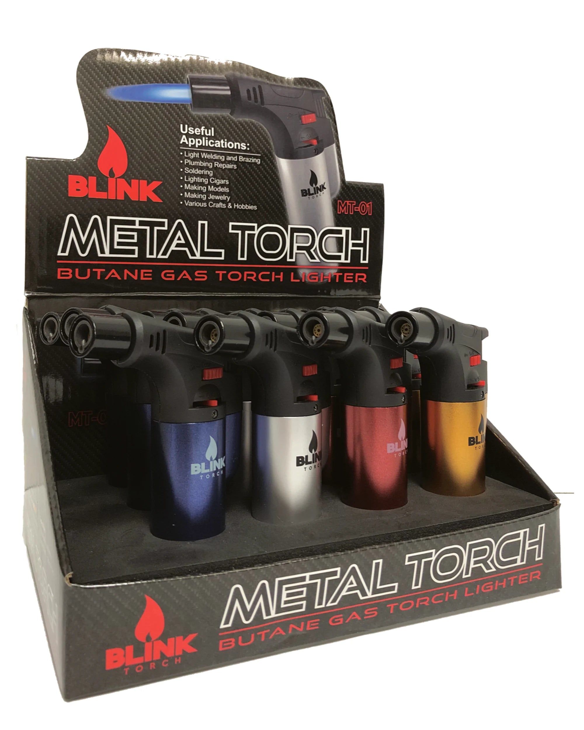 BLINK TORCHE MÉTALLIQUE - BRIQUET À GAZ BUTANE - 12 PIÈCES