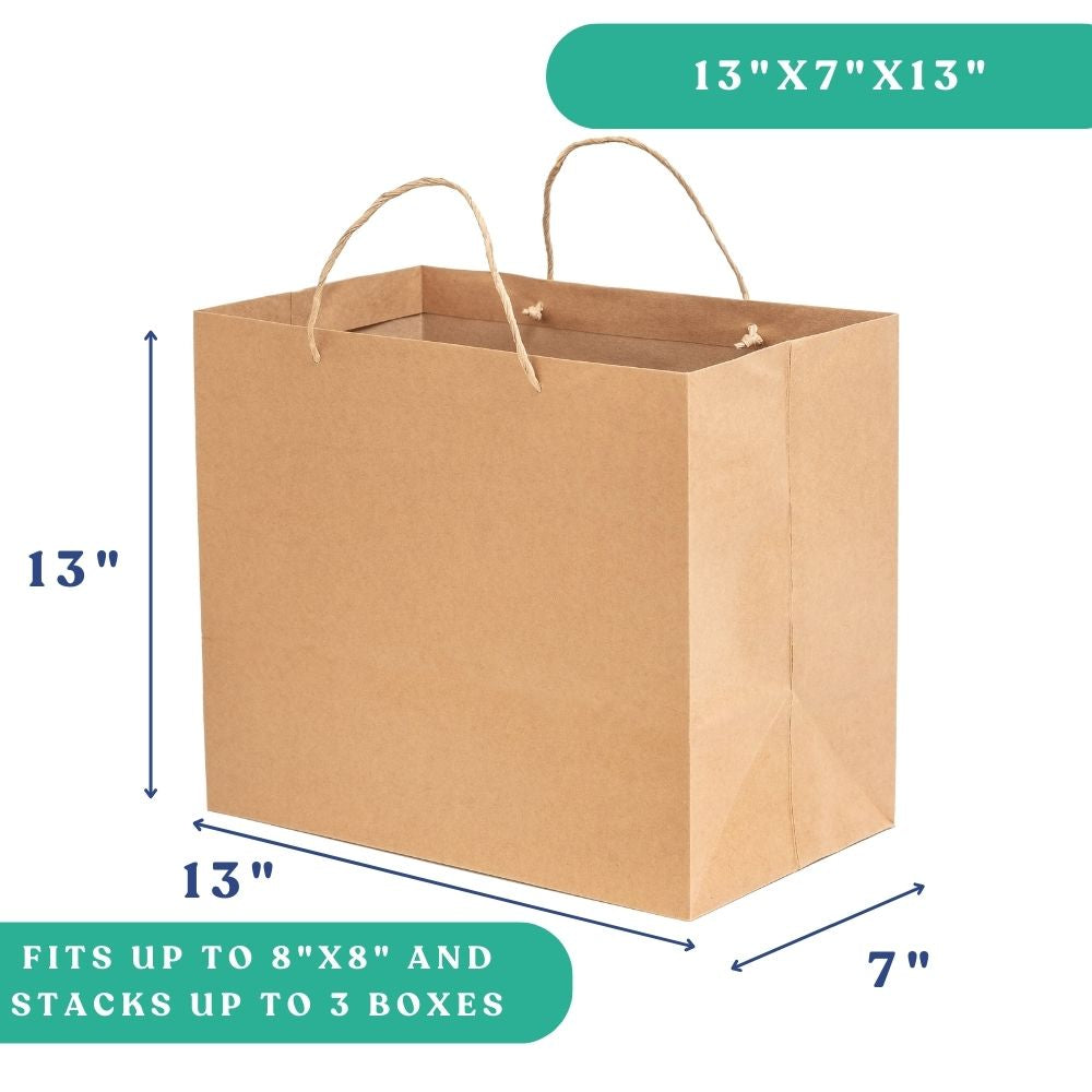 13x7x13" -  Kraft Paper Bag - Twisted Handle - 250 pcs
