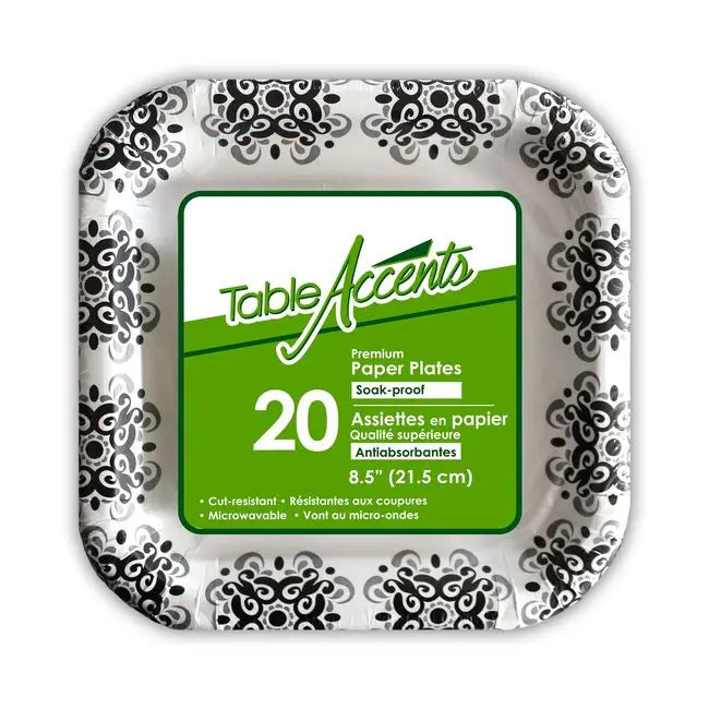Table Accents 8.5 In Round Soak-Proof Premium Paper Plate, 20 Count -- 24 Per Case