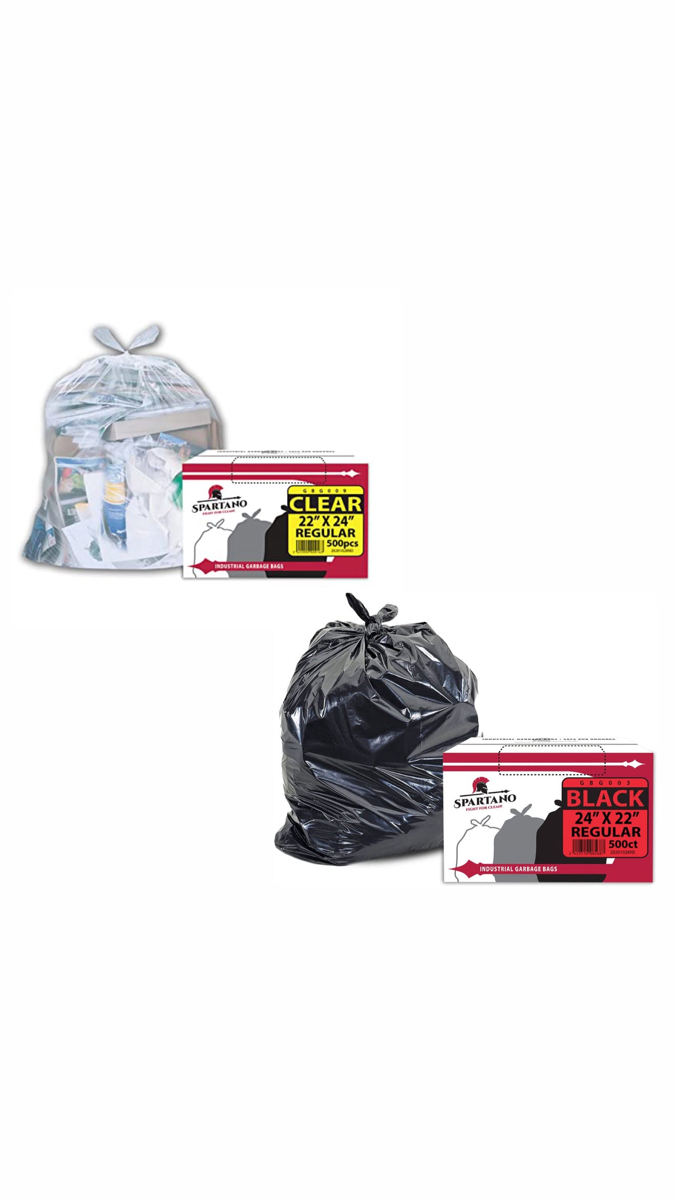 Spartano - Garbage Bags - Regular - Black/Clear - 22"x24"- 500pcs