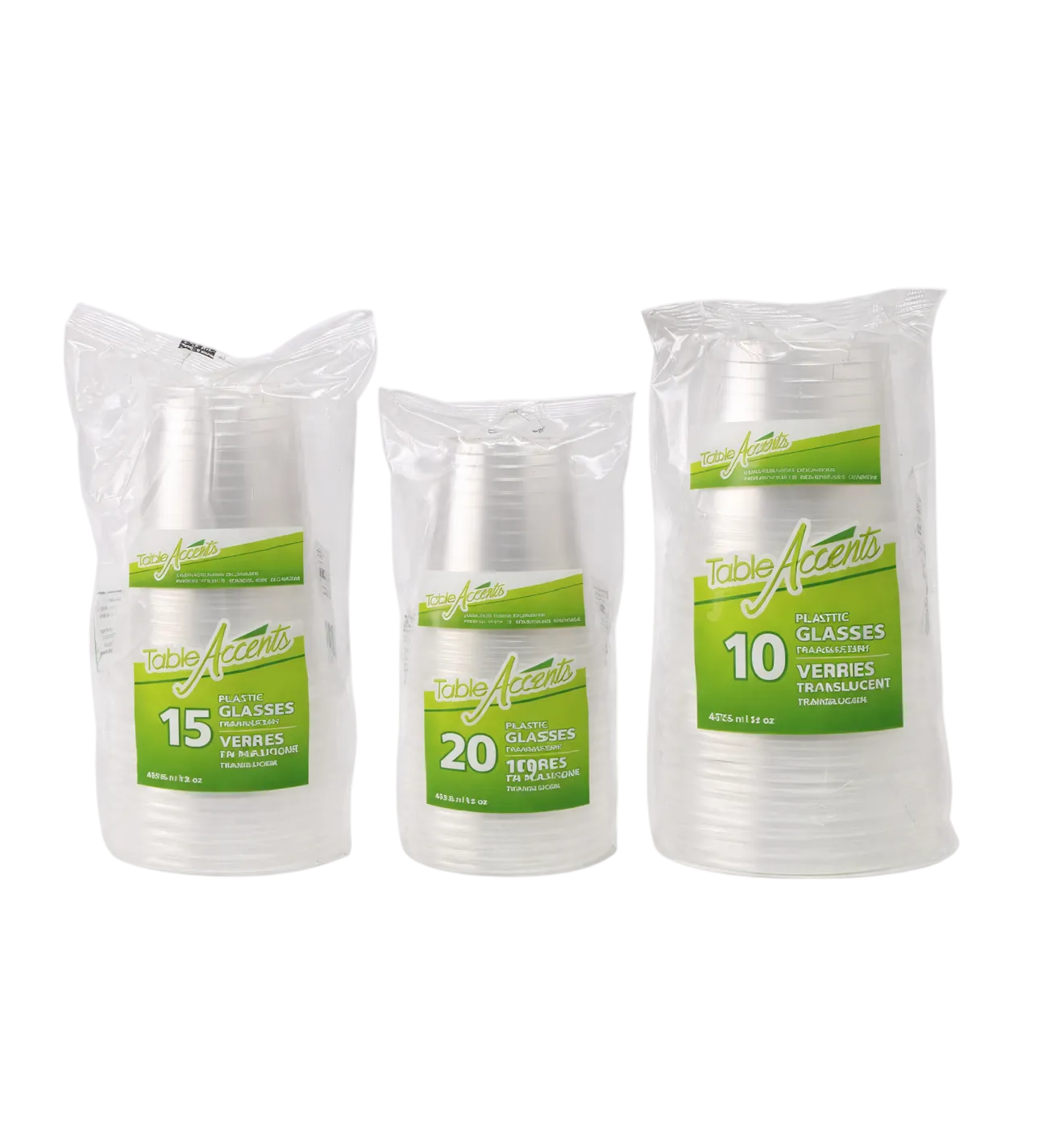 Table Accents 10oz/12oz/16oz Clear Plastic Glasses - Retail Pack