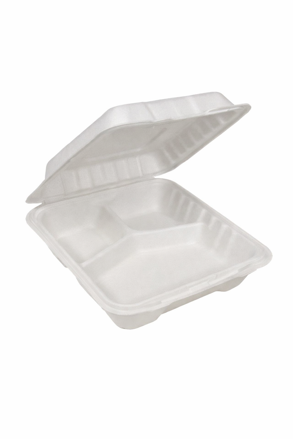 8X8X3 - 3 Compartment Bagasse Clamshell - 200pc