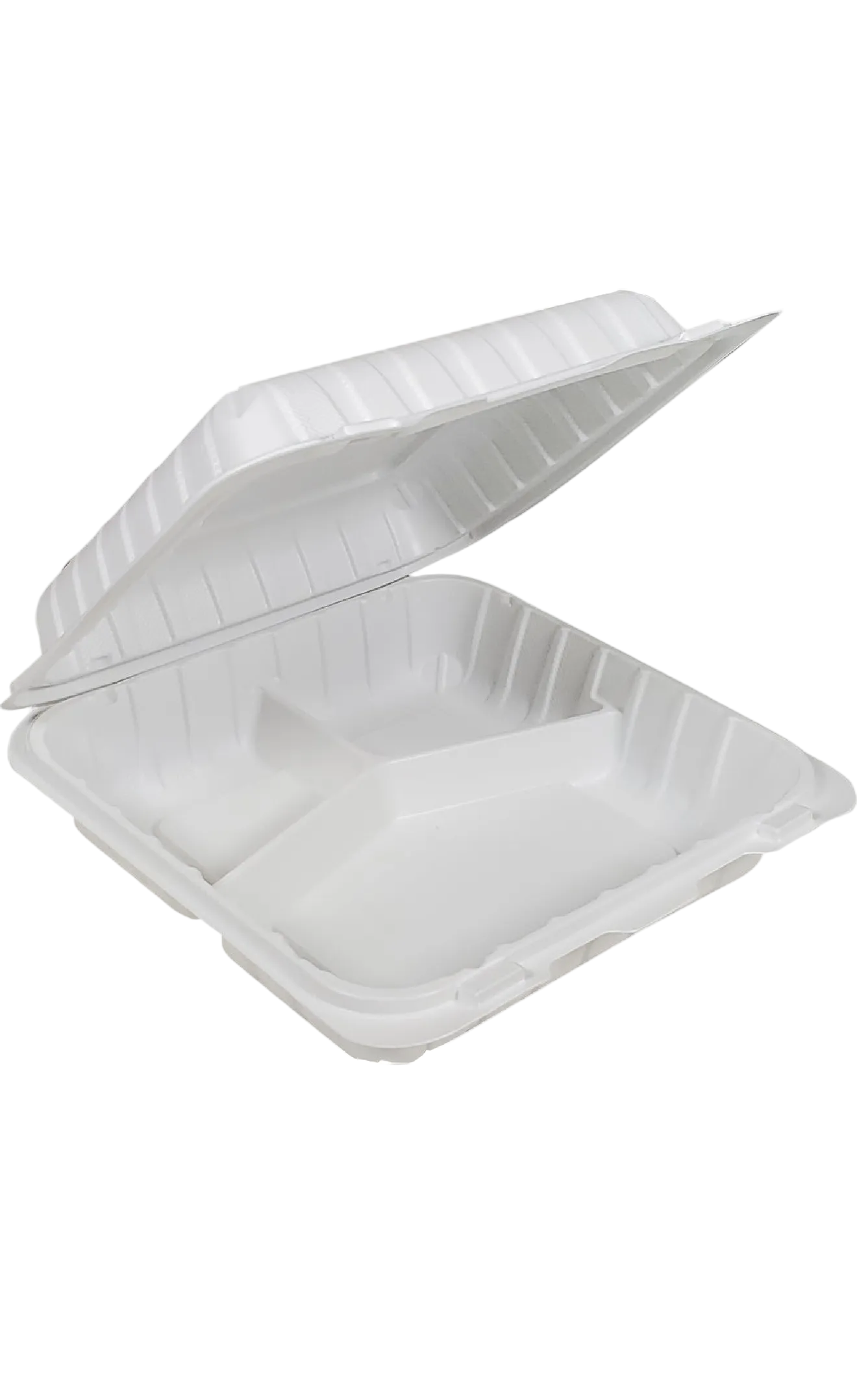 MI-MA | MFPP Clamshell Container 8x8x3" - 3 Compt. White 150pc
