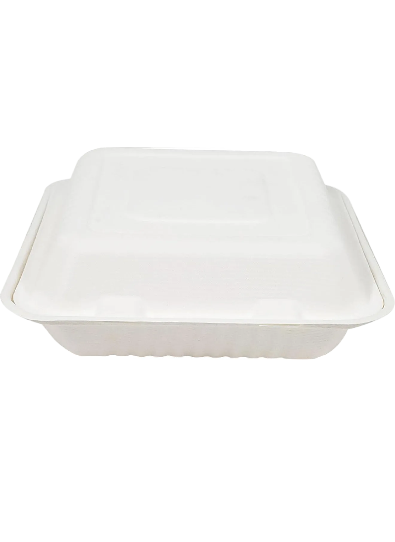 9X9 - Bagasse Clamshell Container - 1 Compartment - 200pc