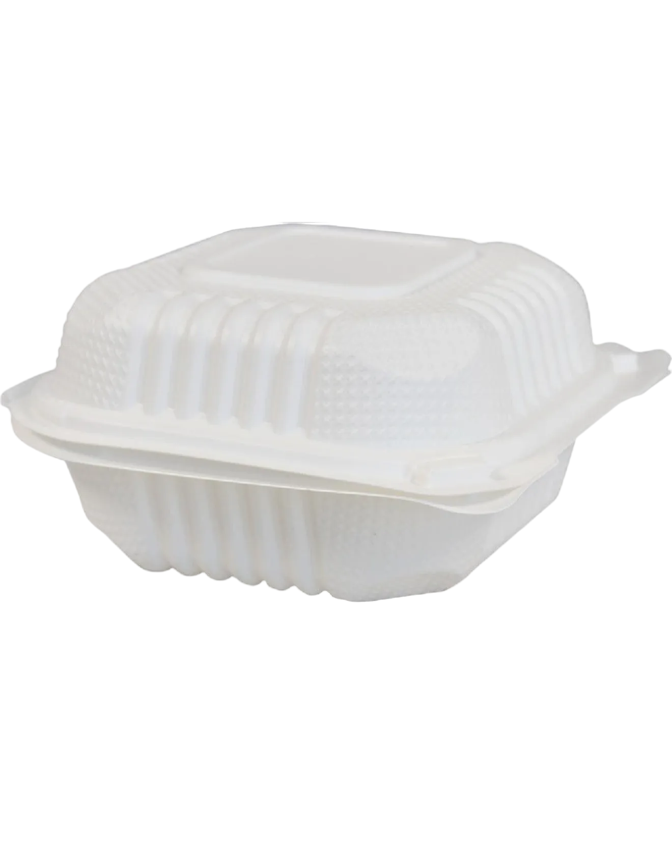 Bagasse Clamshell Container - 5x5 - 1 Comp. - White 500pc