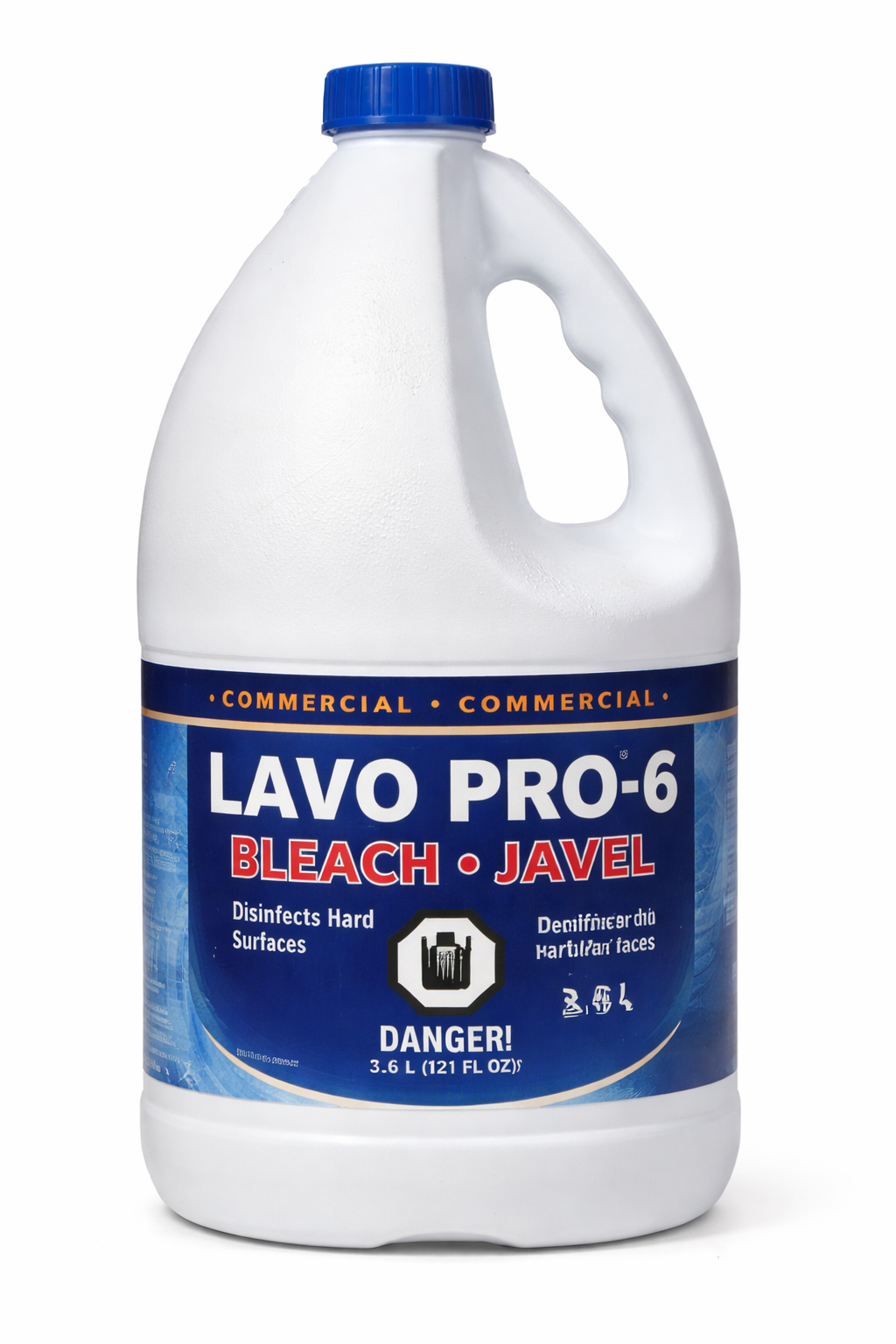 Lavo Pro-6% Commercial Bleach – 3.6 L (121 fl oz), Heavy-Duty Disinfectant - 6 in case