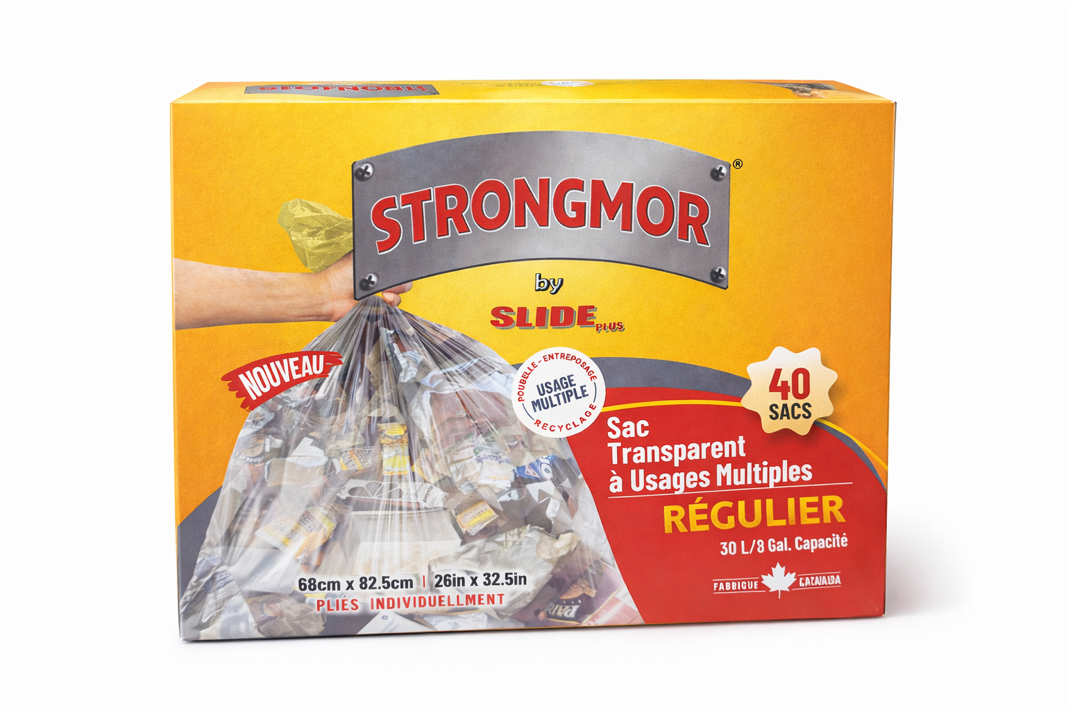 Strongmor Transparent Regular Garbage Bags – 40 Count (30 L / 8 Gal) 12 in box