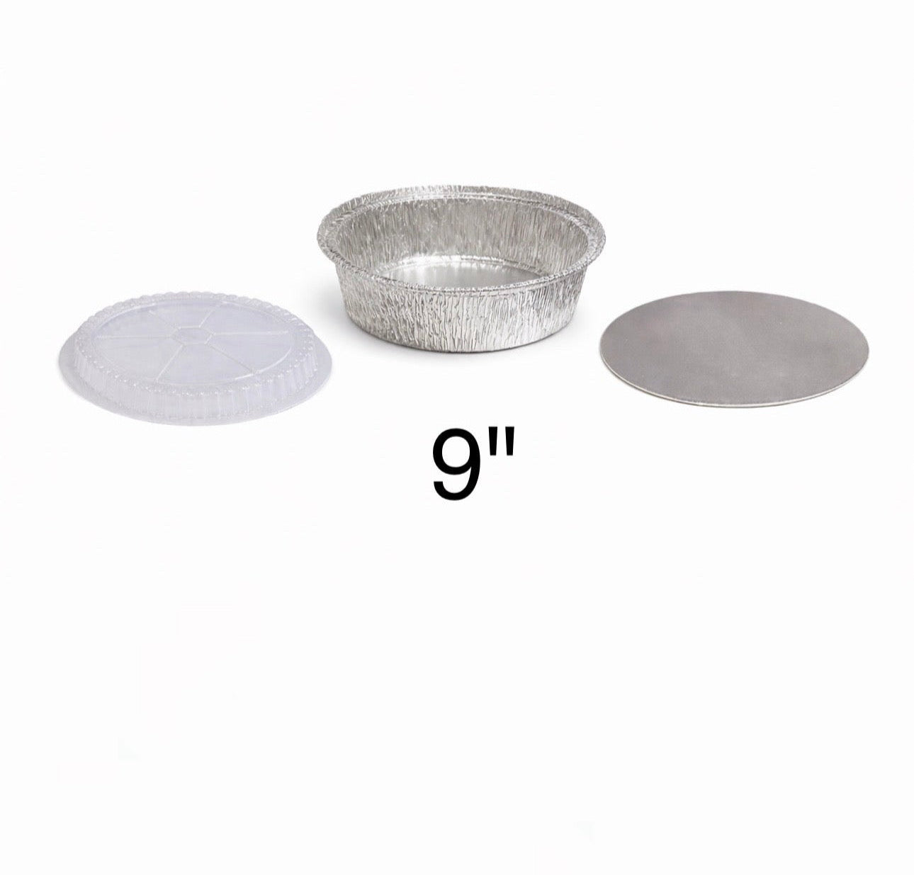 9" Round Aluminium Container | Dome Lid OR Paper Lid - 500ct