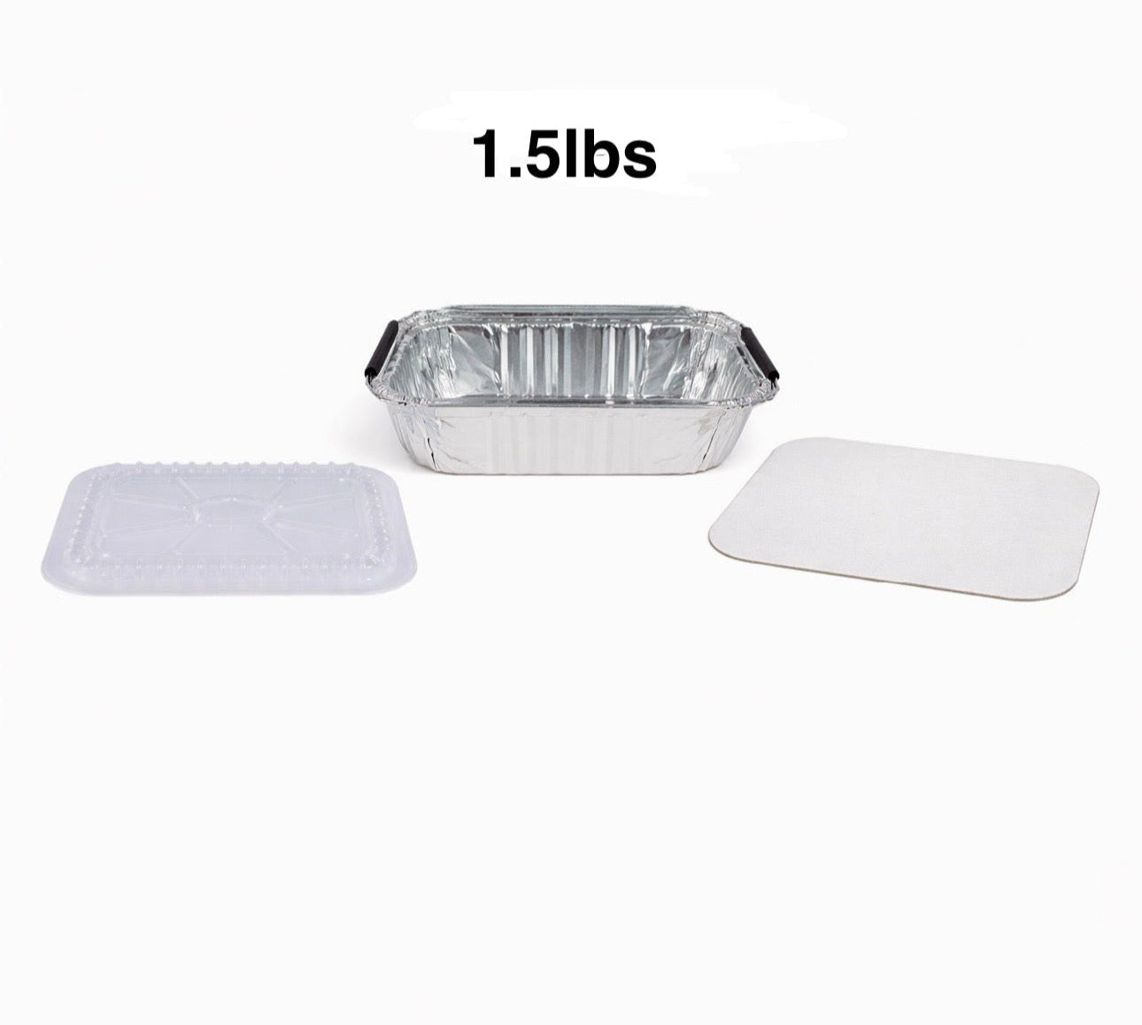 1.5lb Oblong - Aluminium Foil Container - Plastic or Paper Lid - 500 ct