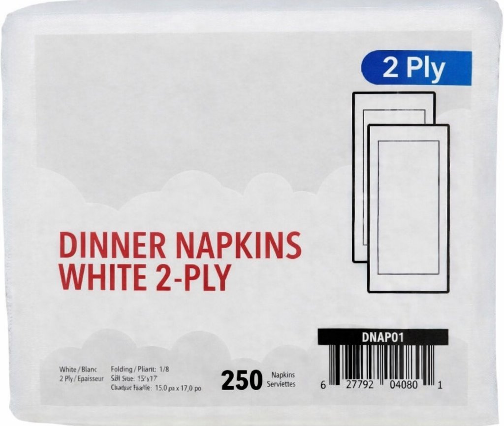 Mayfair - Serviettes de table 2 plis, pliées en 1/8 - Blanches DNAP02