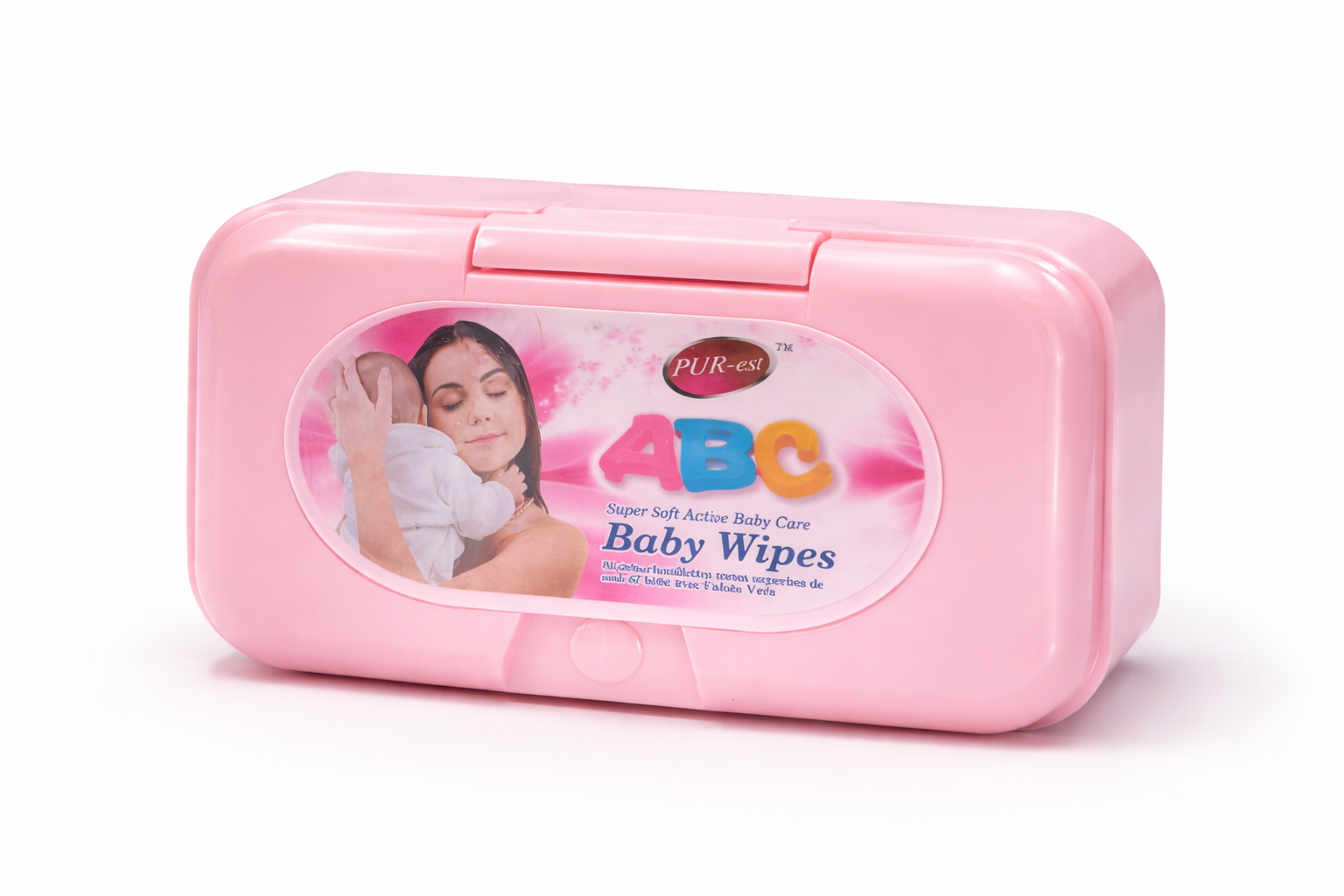 PUR-est ABC Baby Wipes – Super Soft Active Baby Care (Pink Flip-Top Case) -80ct