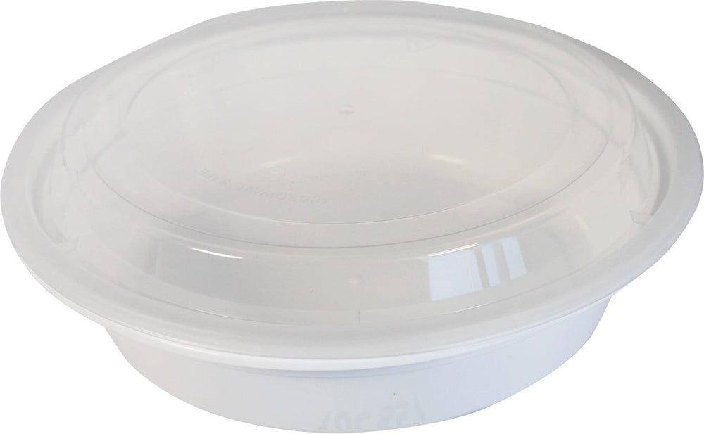 Value+ - 7" Plastic Combo Container - Round - White - Retail Pack - 24oz
