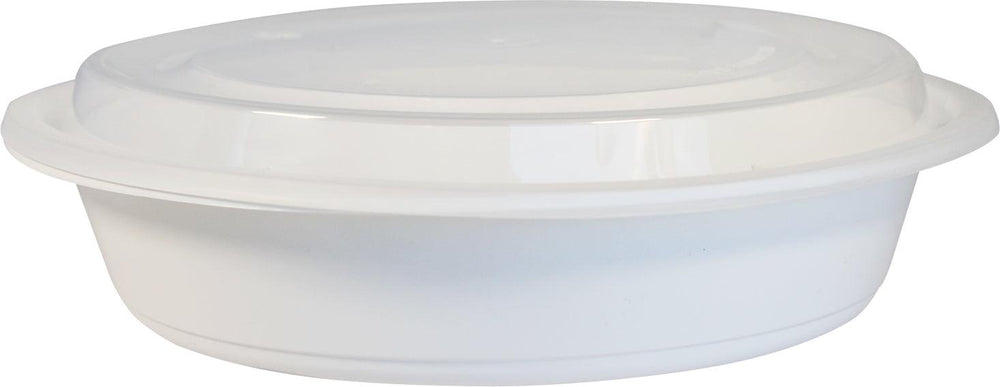 Value+ - 9" Plastic Combo Container - Round - White - Retail Pack - 48oz