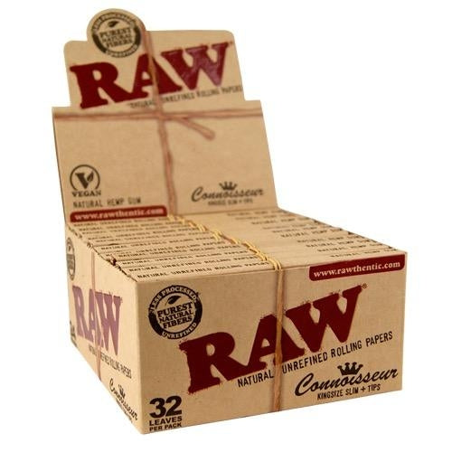 Raw Connoisseur King Size Slim W Tips 24 Pieces In Box