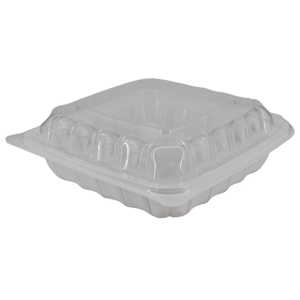 Value+ - YR881W-V - PP Hinged Cont. - 8.6x8.3x3" - White w/Clear Lid