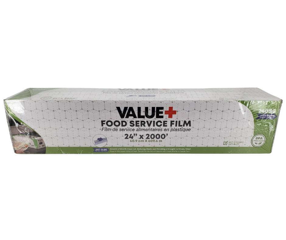 Value+ - 24" x 2000' Food Service Film Wrap with Slide Cutter Box