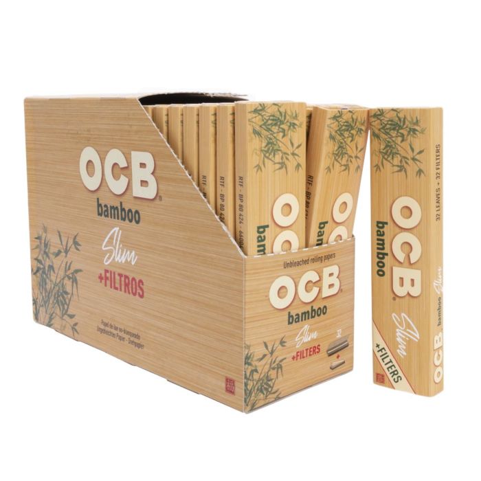 OCB Bamboo Rolling Papers with Filters - King Size Slim 110mm (Box of 32) OCB