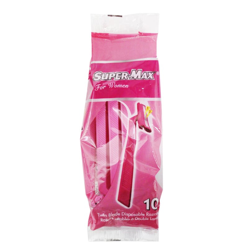 Super Max 10 Pack Pink Twin Blade Razors